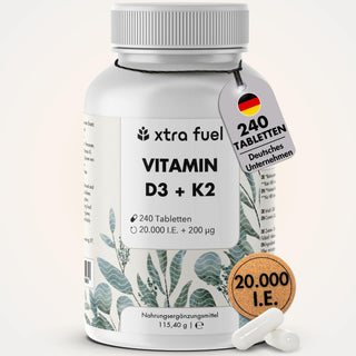 Vitamine D3/K2 comprimés MK7 all-trans - 20.000 I.U. + 200 μg - 240 comprimés par boîte