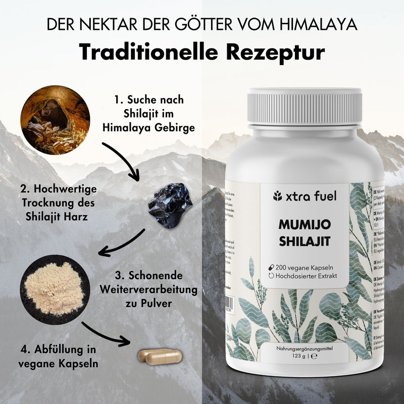 Gélules de Shilajit - 200x gélules Mumijo - gagnant rapport qualité-prix