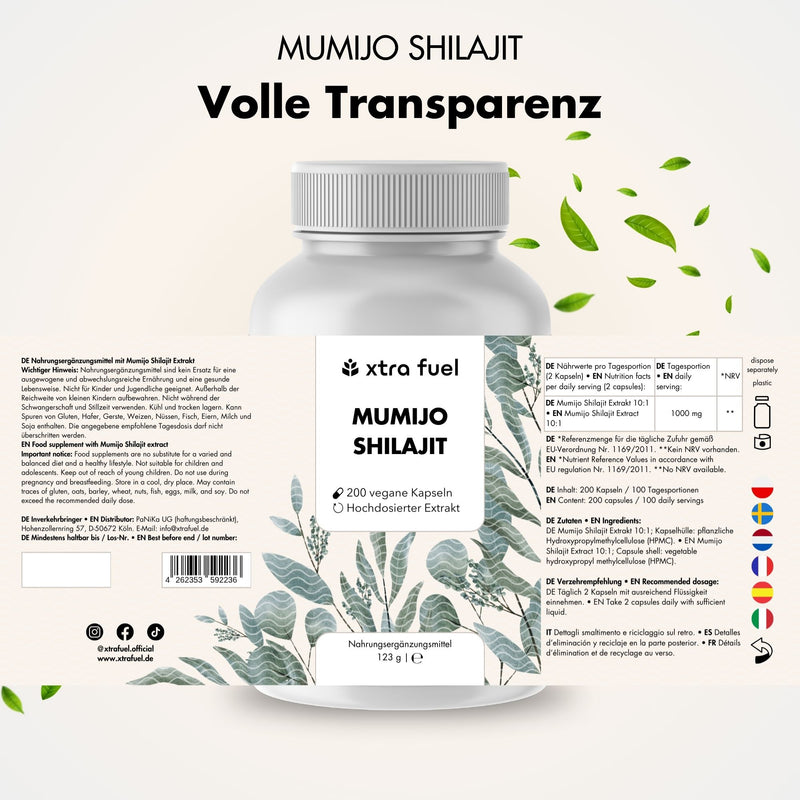 Gélules de Shilajit - 200x gélules Mumijo - gagnant rapport qualité-prix