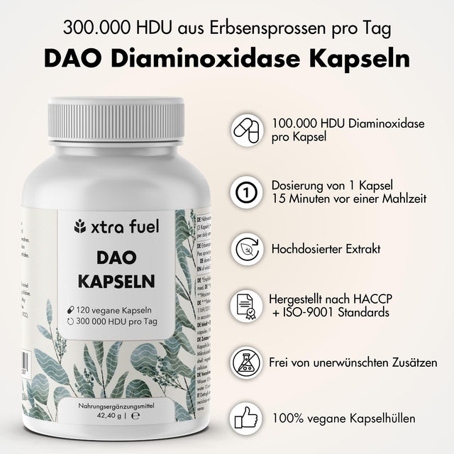 Capsules DAO - Diamine Oxidase végétalienne de germes de pois - 300 000 HDU
