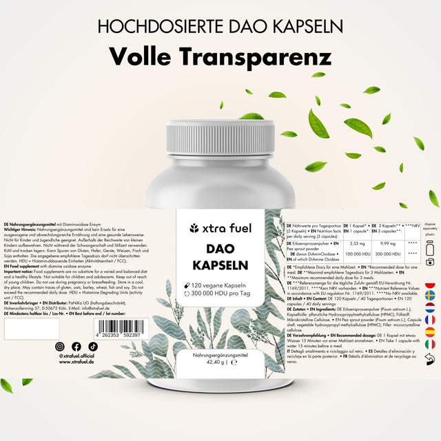 Capsules DAO - Diamine Oxidase végétalienne de germes de pois - 300 000 HDU