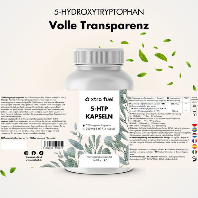 5-HTP 200 - 5-hydroxytryptophane - 30% d'extrait de Griffonia Simplicifolia