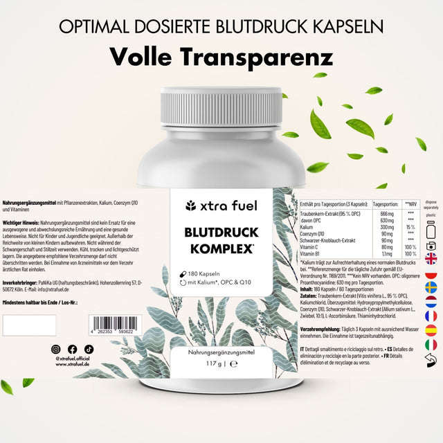 Gélules pour la tension artérielle* - OPC avec potassium, Q10, ail noir et vitamine C