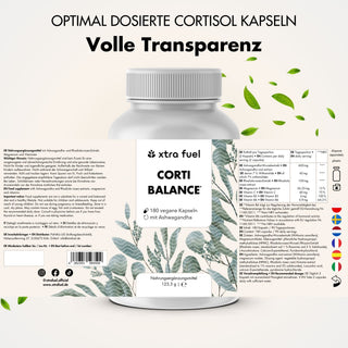 Cortisol Capsules* - Corti Balance* - mélange de nutriments avec Ashwagandha, Rhodiola & Vitamine B6