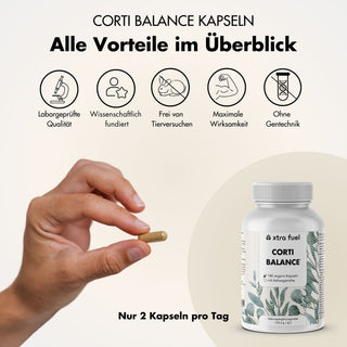 Cortisol Capsules* - Corti Balance* - mélange de nutriments avec Ashwagandha, Rhodiola & Vitamine B6