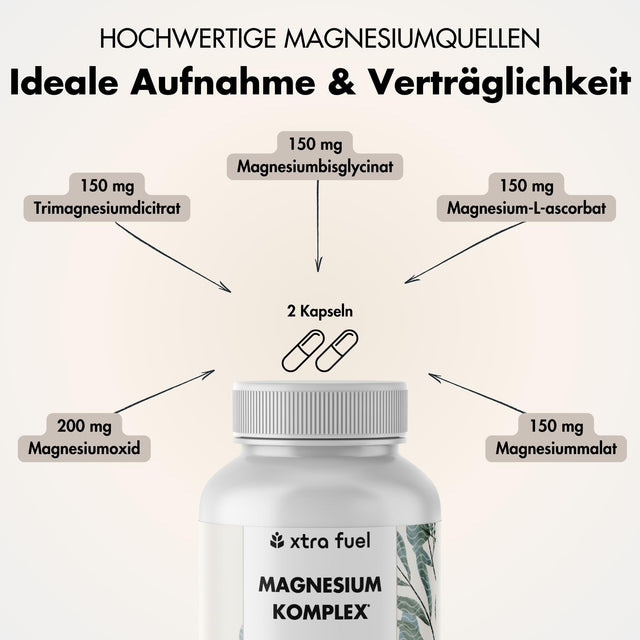 Complexe de magnésium* - formule quintuple avec 400 mg de magnésium élémentaire