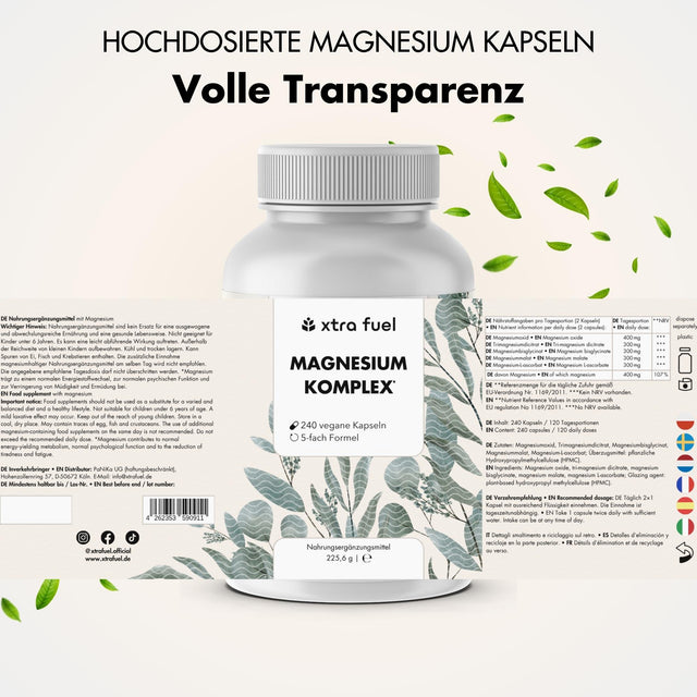 Complexe de magnésium* - formule quintuple avec 400 mg de magnésium élémentaire