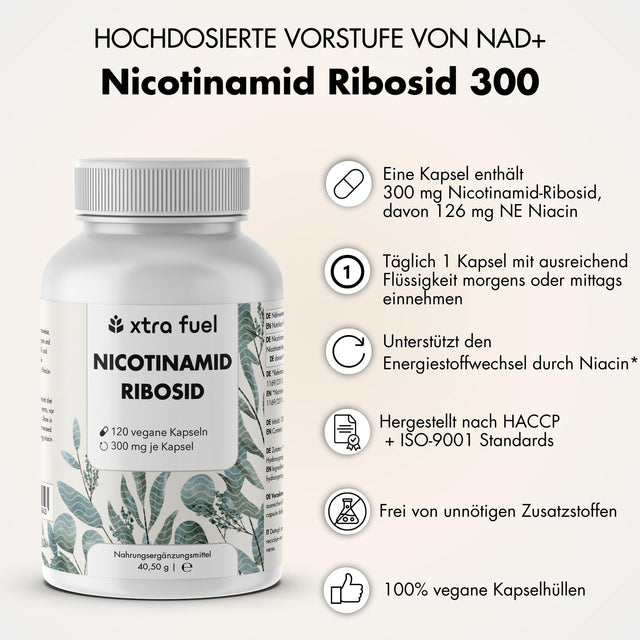 Nicotinamide Ribosid 300 - Précurseur du NAD+ - Niacine pour l'énergie et la vitalité cellulaires*.